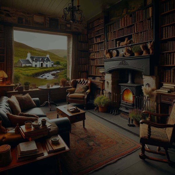 Comment trouver un cottage écossais avec bibliothèque privée et cheminée?